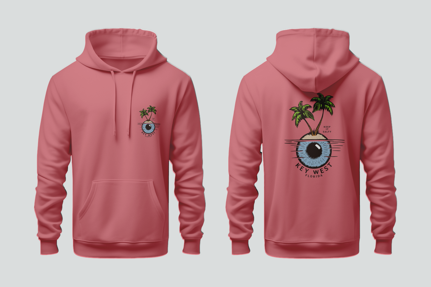 Solid Pullover Hoodie- Big Pine Eye Palm