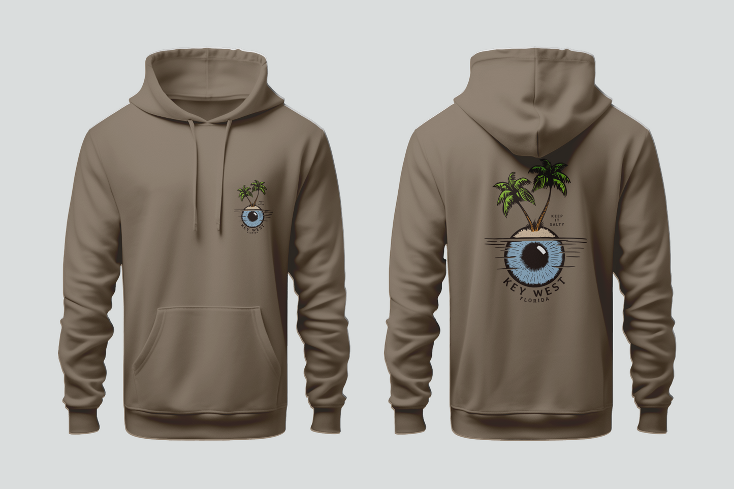 Solid Pullover Hoodie- Big Pine Eye Palm