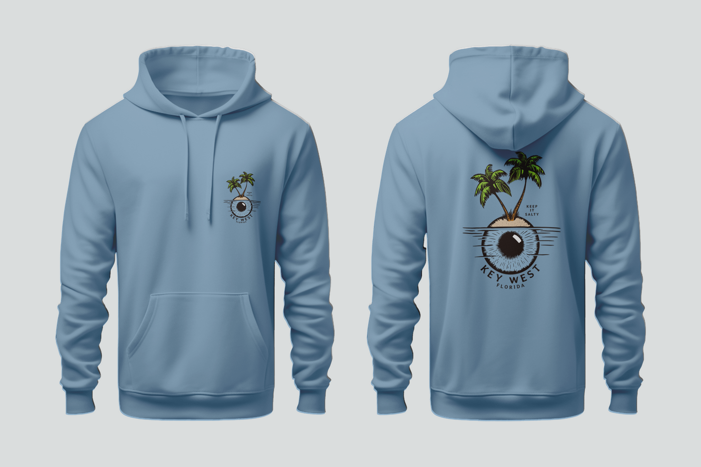 Solid Pullover Hoodie- Big Pine Eye Palm