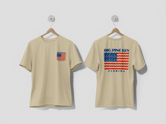 Heathered Crew Neck Tee - BIG PINE FLAG