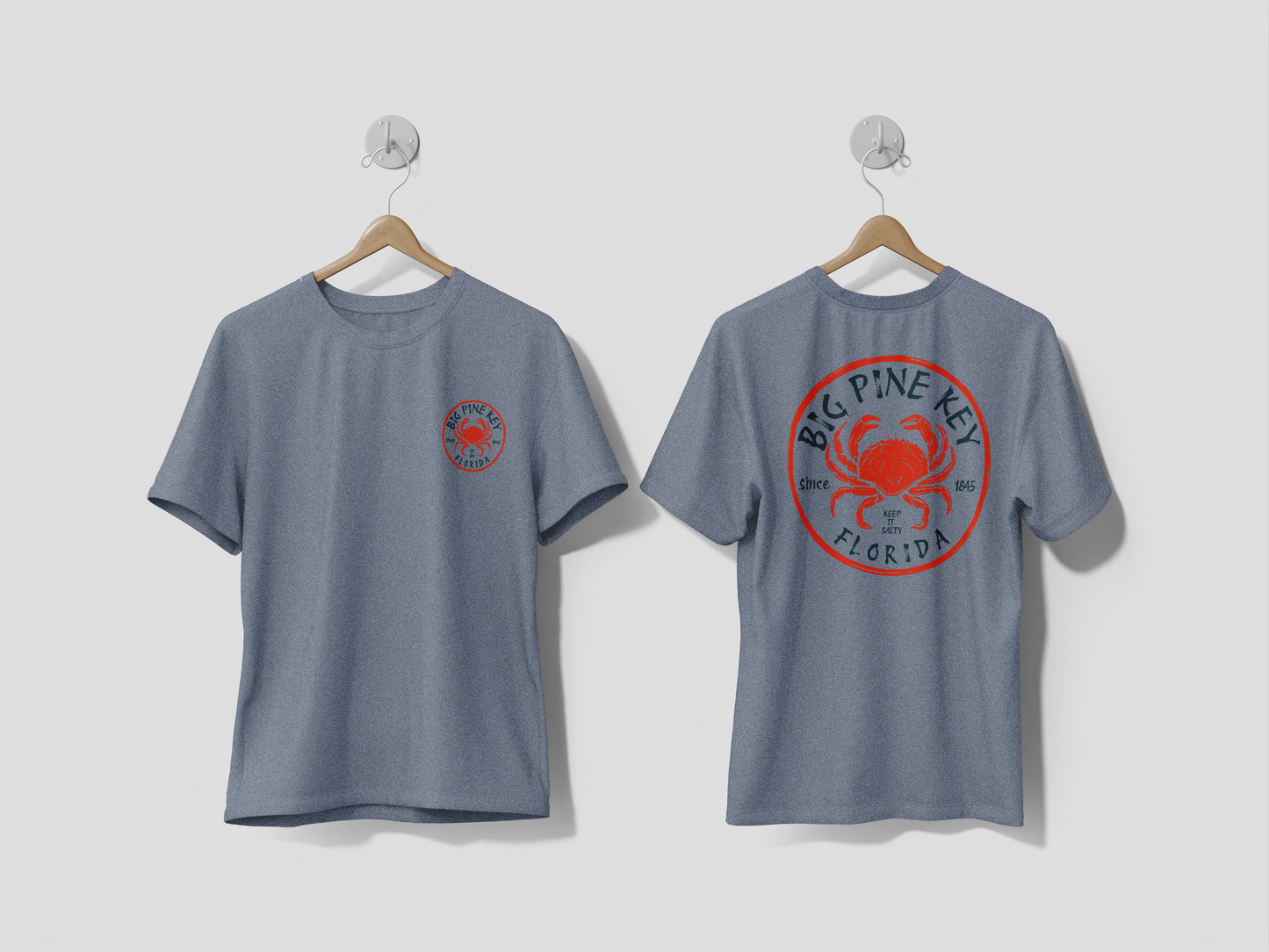 Heathered Crew Neck Tee- BIG PINE CRAB