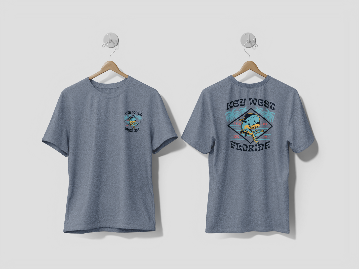Heathered Crew Neck Tee- KEY WEST MAHI