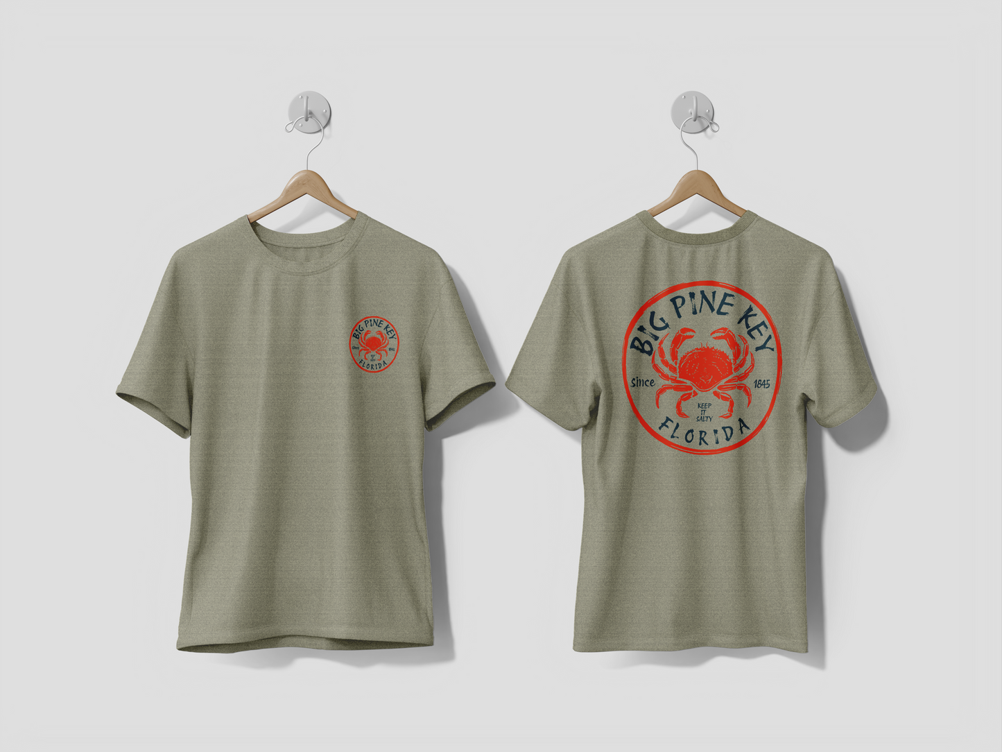 Heathered Crew Neck Tee- BIG PINE CRAB