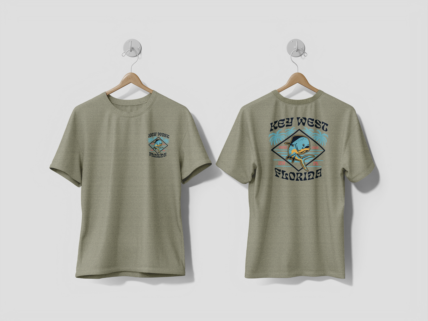 Heathered Crew Neck Tee- KEY WEST MAHI