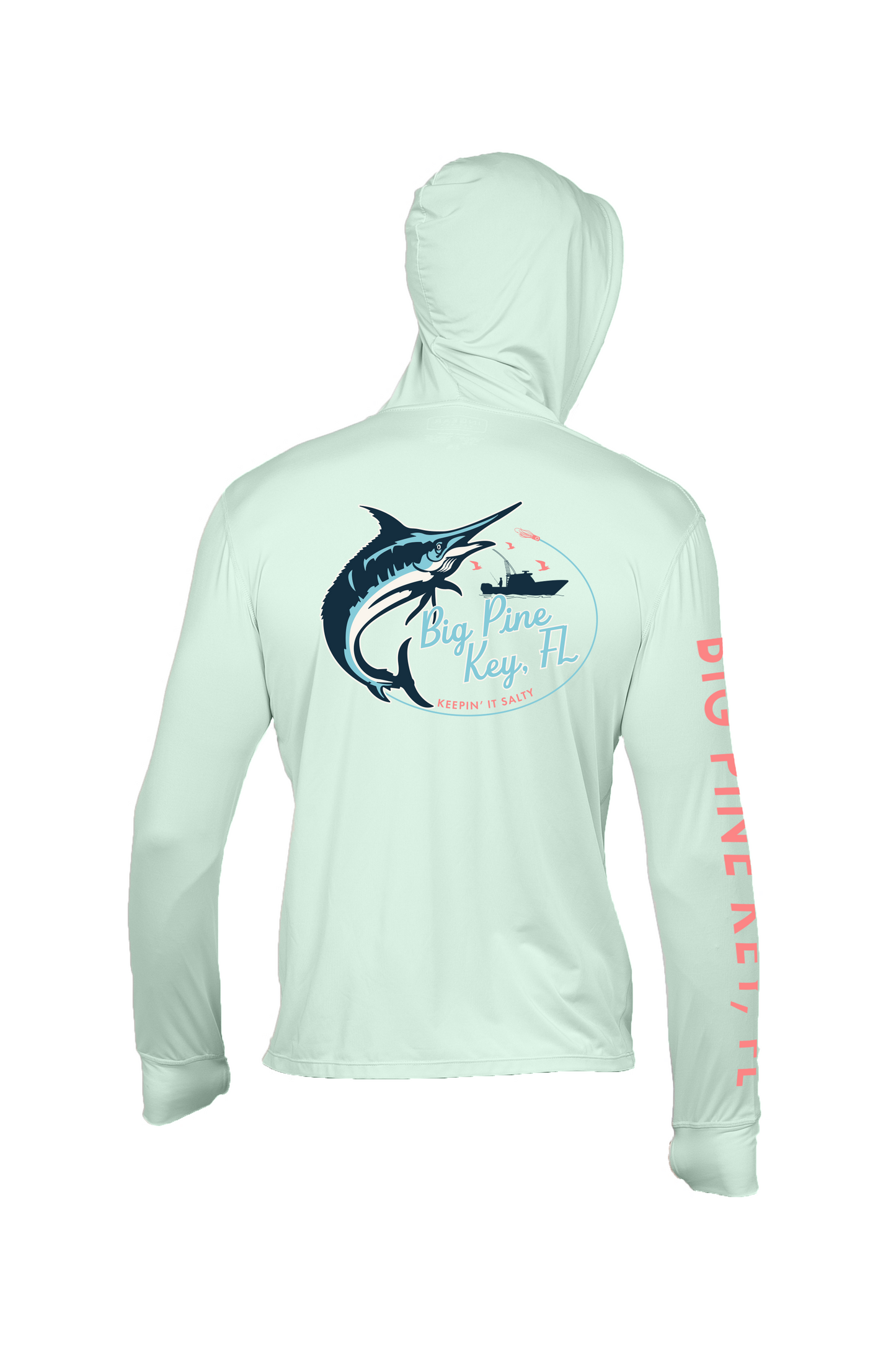 Unisex Hooded Dry Fit Shirt UPF50+- "BIG PINE MARLIN"