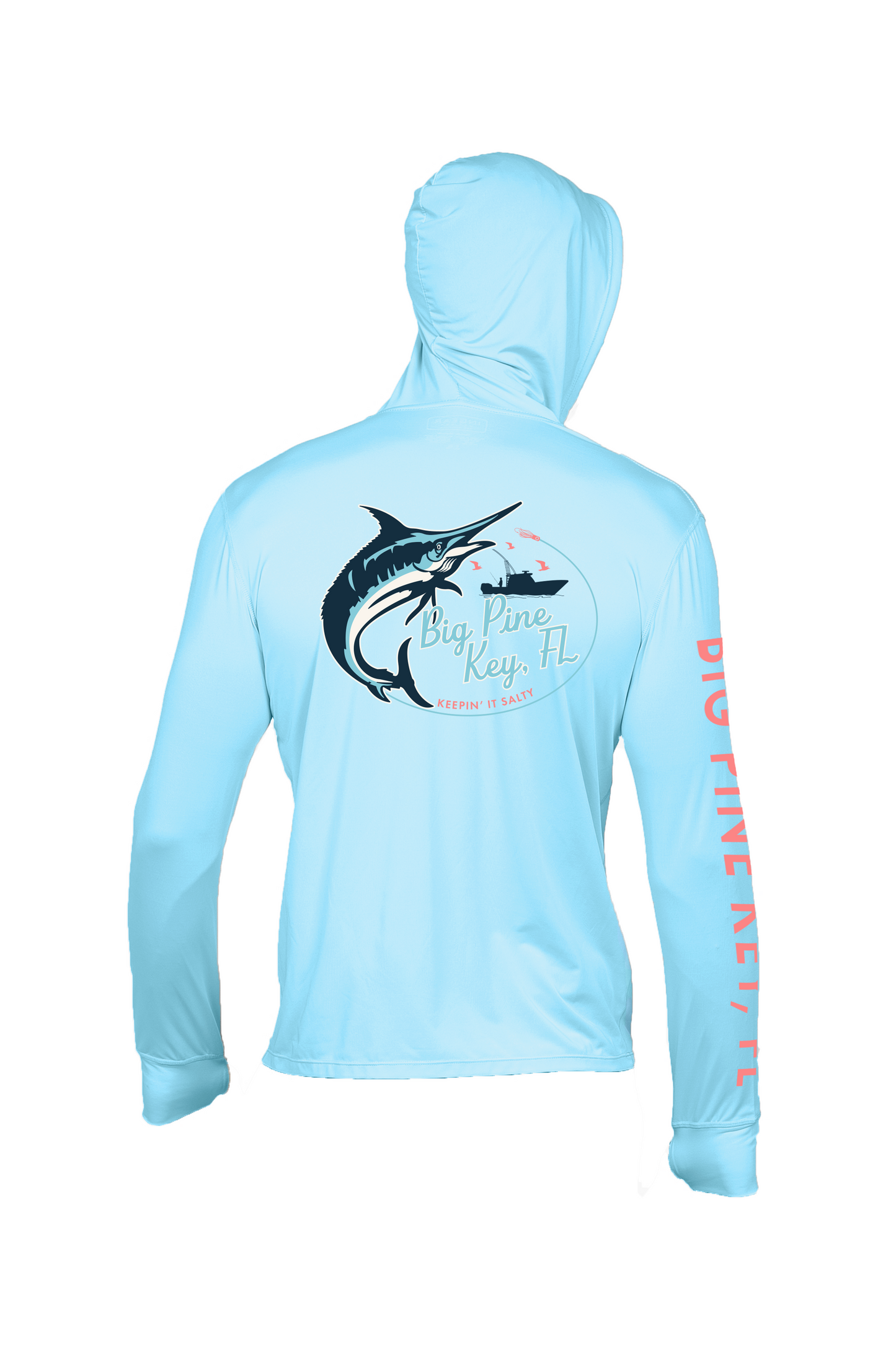 Unisex Hooded Dry Fit Shirt UPF50+- "BIG PINE MARLIN"